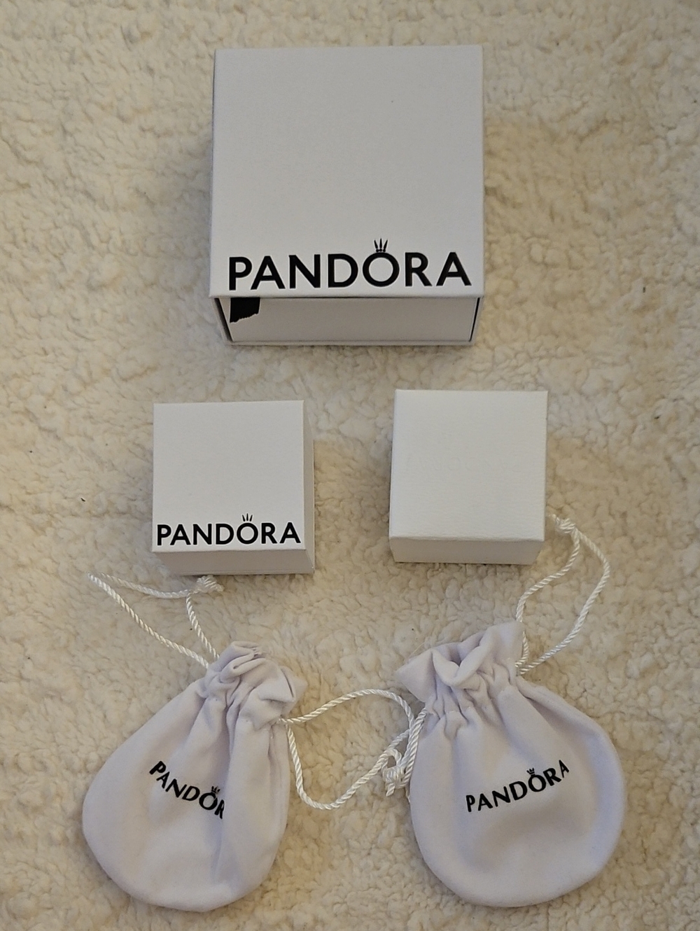 Pandora White and Light Cream Jewelry Boxes & Pouches
